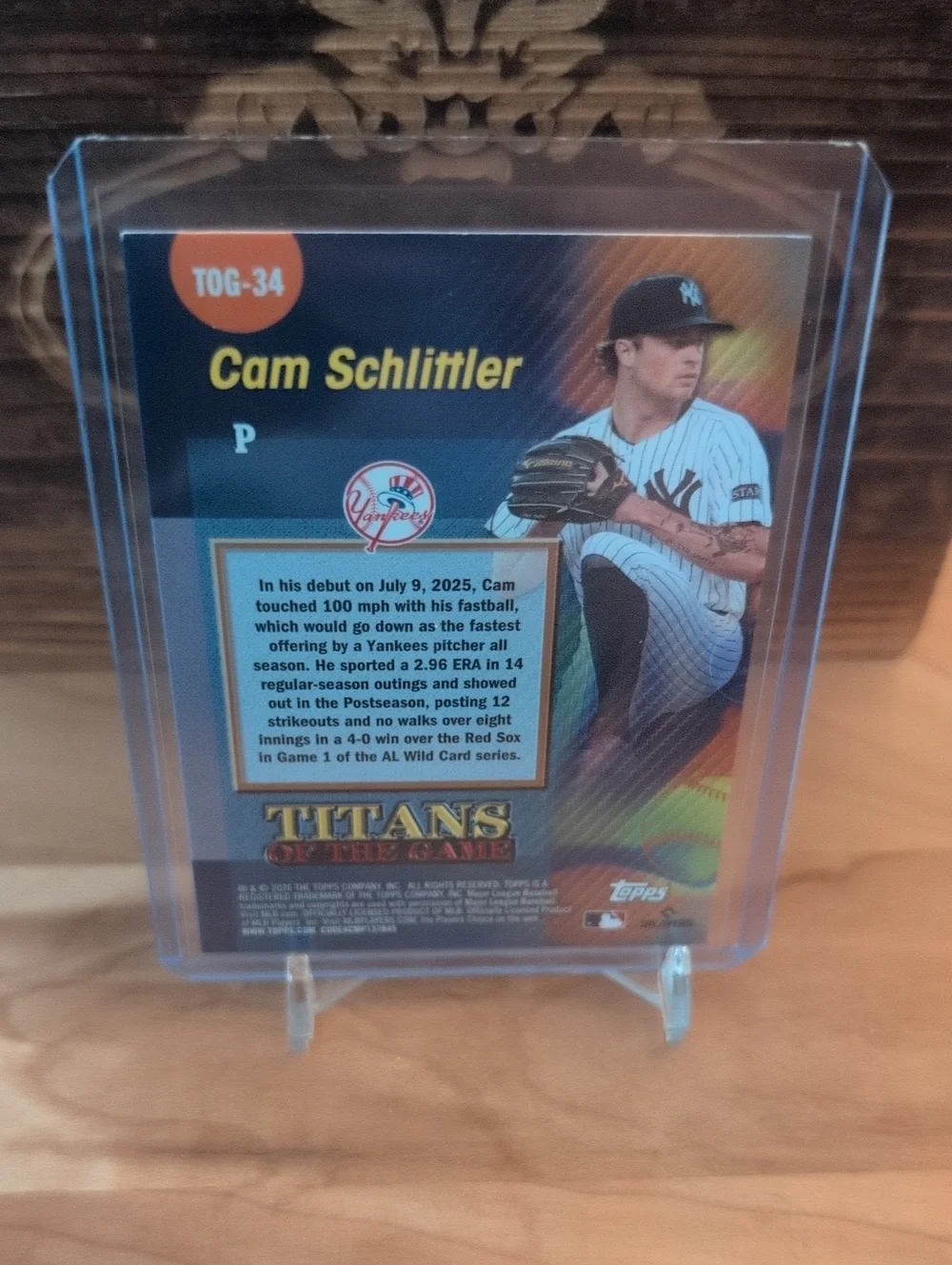 2026 Topps Series 2 Cam Schlittler Titans Of The Game Rookie Card Yankees - Picture 3 of 3